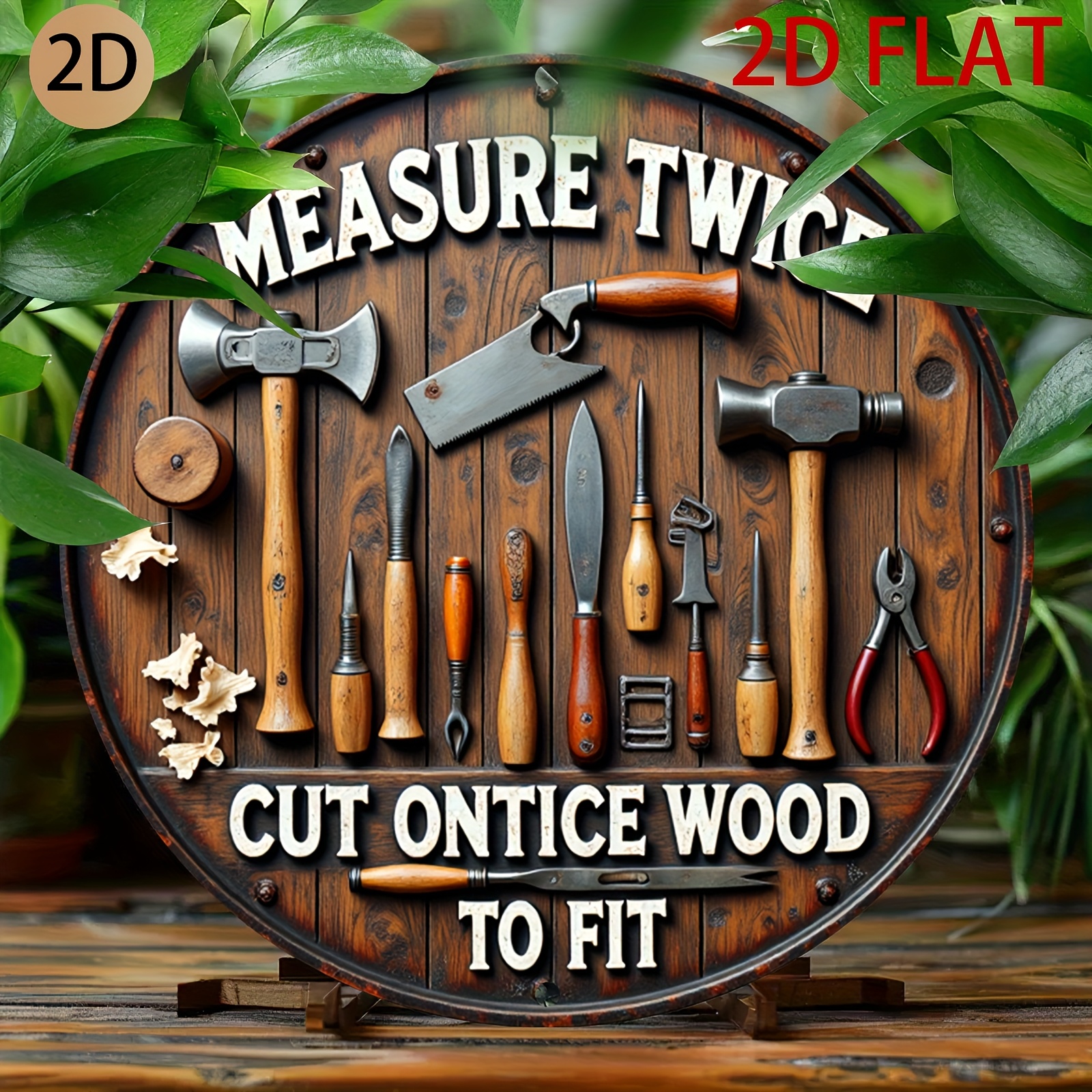 Woodworking Logo Design Free - 2D planar circular wooden tool-themed logo