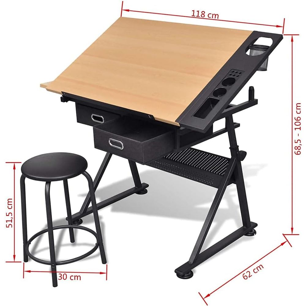 Adjustable Height Drafting Tab - مراجعة Woodworking Table وسعره