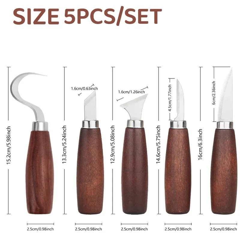 5pcs/Set Tools for Wood Carvin - مراجعة Woodworking Knife وسعره